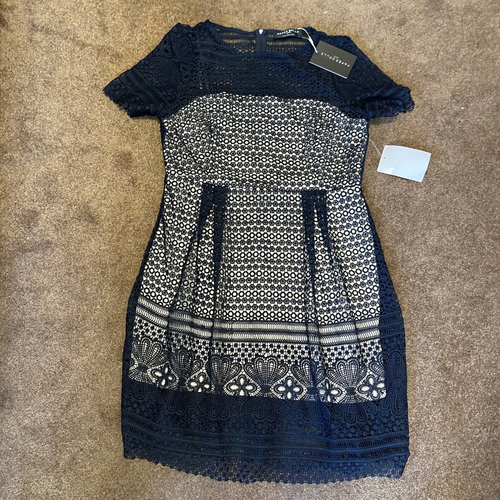 Paper Dolls London Navy Overlay Dress - Picture 3 of 8